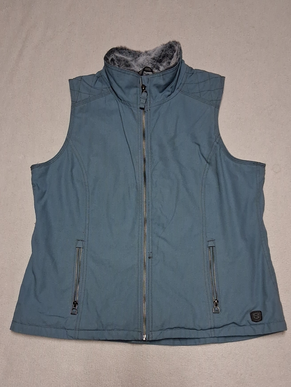 Noble Outfitters Fits Better Works Harder Sleeveless Blue Zip Vest